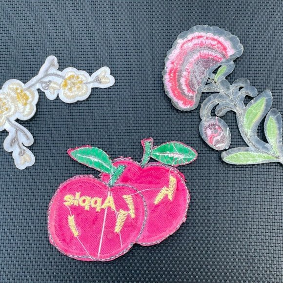 Iron On Patches Lot of 3 Patches Flower and Apple Embroidery Patches for Craft - Picture 8 of 10